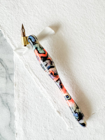 Calligraphy Pen Holder: Abalone Fire