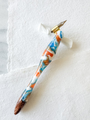 Calligraphy Pen Holder: Nectarine Fields