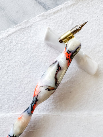 Calligraphy Pen Holder: Abalone Fire