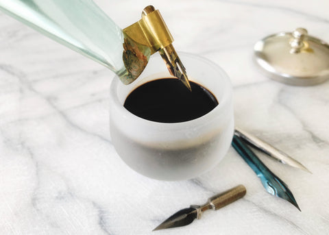 Glass Inkwell with Lid from Kestrel Montes of InkMeThis – INKMETHIS
