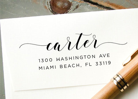 swoon hand-calligraphy return address rubber stamp