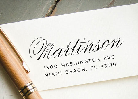 Self Nkng Return Address Stamp Hand Callgraphy Font