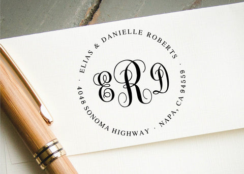 Traditional Monogram Custom Self-Inking Address Stamp from InkMeThis –  INKMETHIS